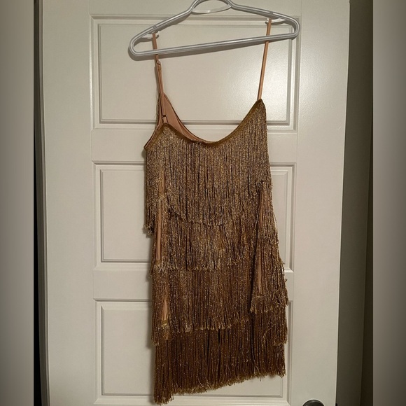 Fashion Nova Gold Fringe Dress - Picture 2 of 5